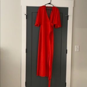 Glam Kimono Maxi vibrant red dress